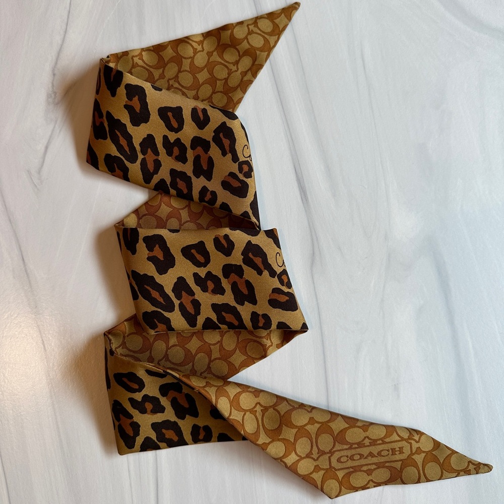 Coach Leopard and Logo Silk Twilly